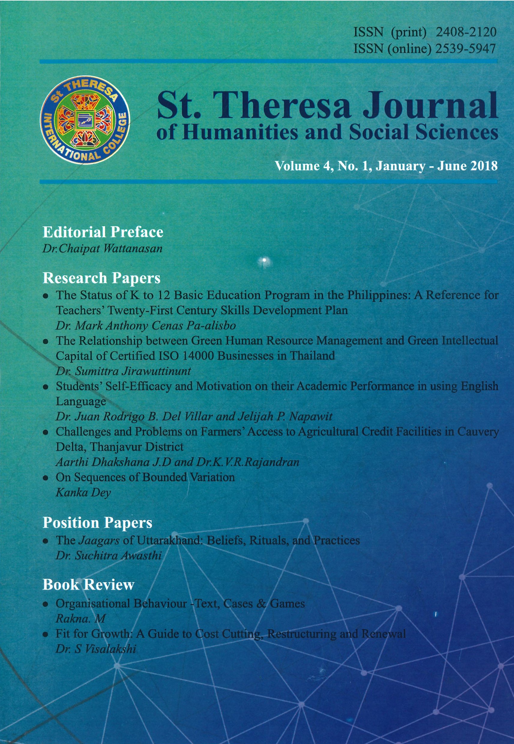 					View Vol. 4 No. 1 (2018): St. Theresa Journal of Humanities and Social Sciences
				